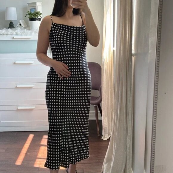 Zara Viral Black and White Polka Dot Dress - Picture 2 of 3